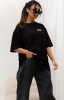 Czarny t-shirt damski oversize - Różowa Pantera przód
